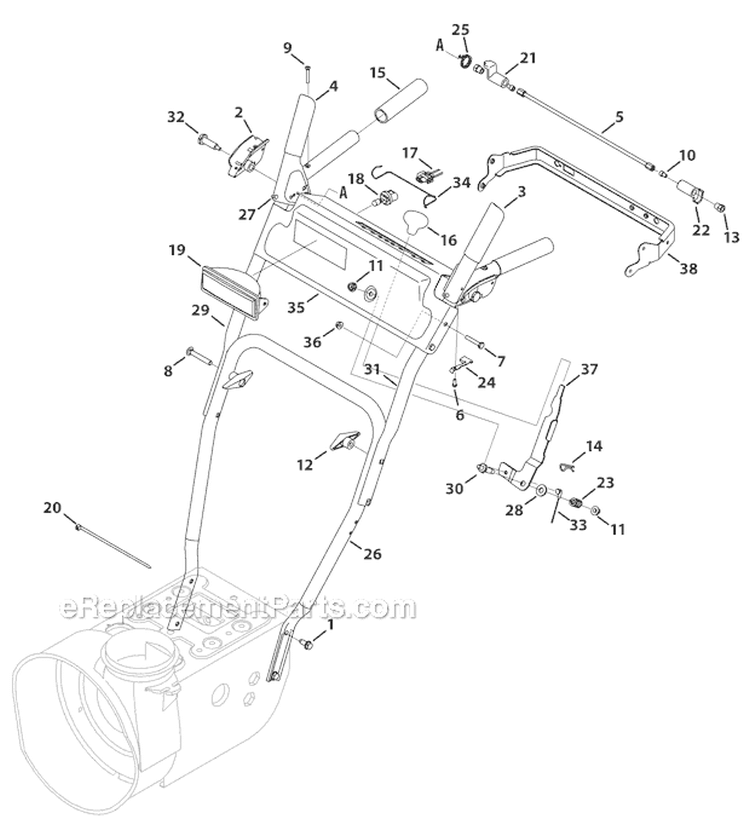 Handle Panel Style E and F Diagram and Parts List for 31AS63EE701 2012 Yard Man Snow Blower